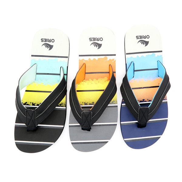 Barato Graffiti Impreso Plantilla de la raya Patrón Hombre Casual Flip Flop Zapatilla AH-8E035 -Ories