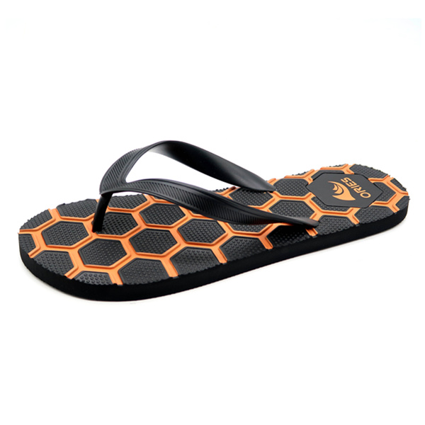 AH-8P014 motif hexagonal en relief PVC supérieur PE étanche hommes tongs mode sandale
