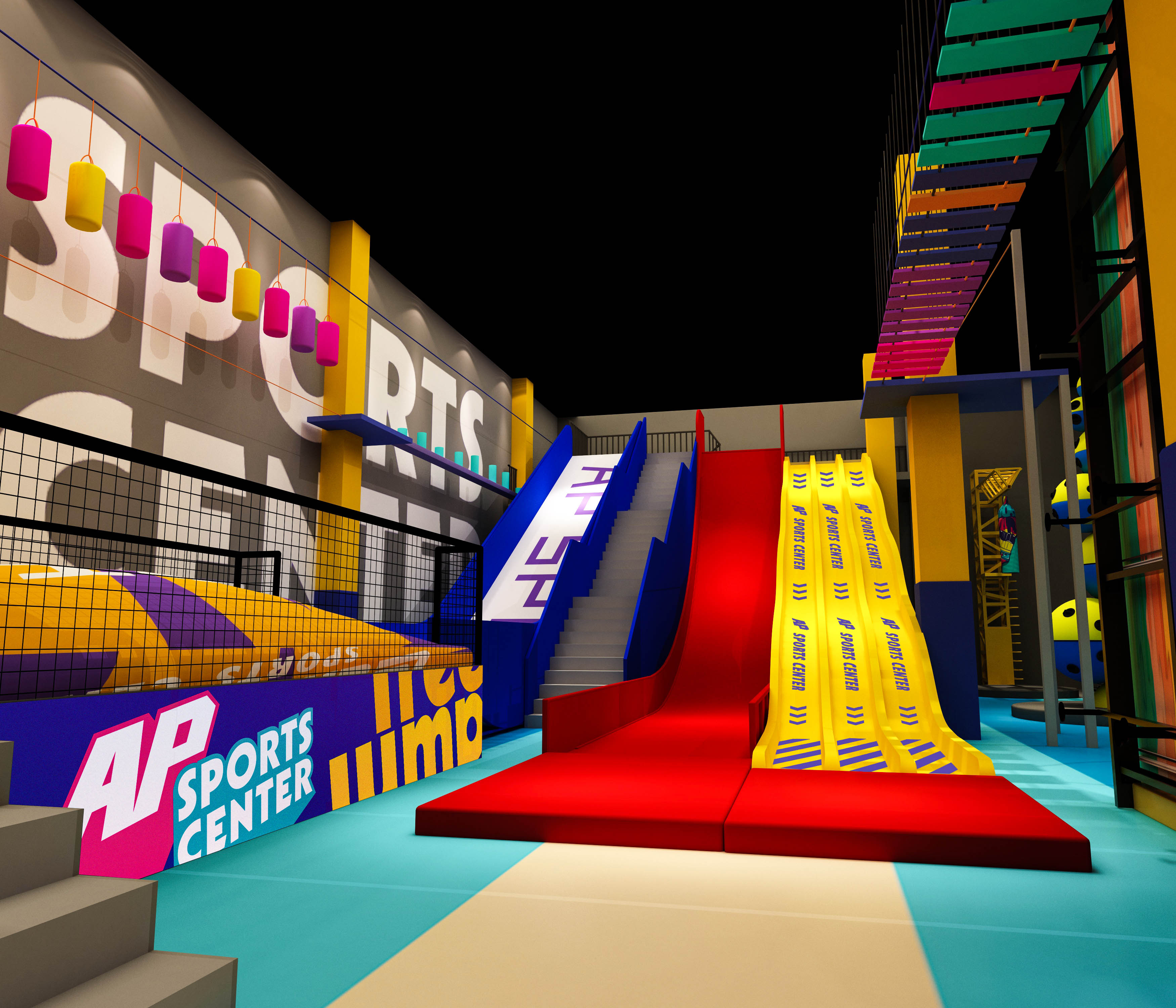 Interior amusement park design illustration التوضيح تصميم متنزه داخلي