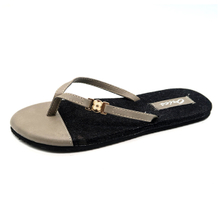 Moda Chic Denim & PU plantilla mixta antideslizante señoras al aire libre playa Chancletas zapatillas AH-8E028 -Ories