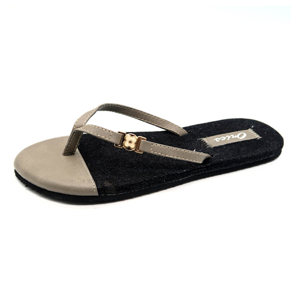 Mode Chic Denim & PU Mixte Semelle Non-slip femmes en plein air plage tongs Pantoufles AH-8E028 -Ories
