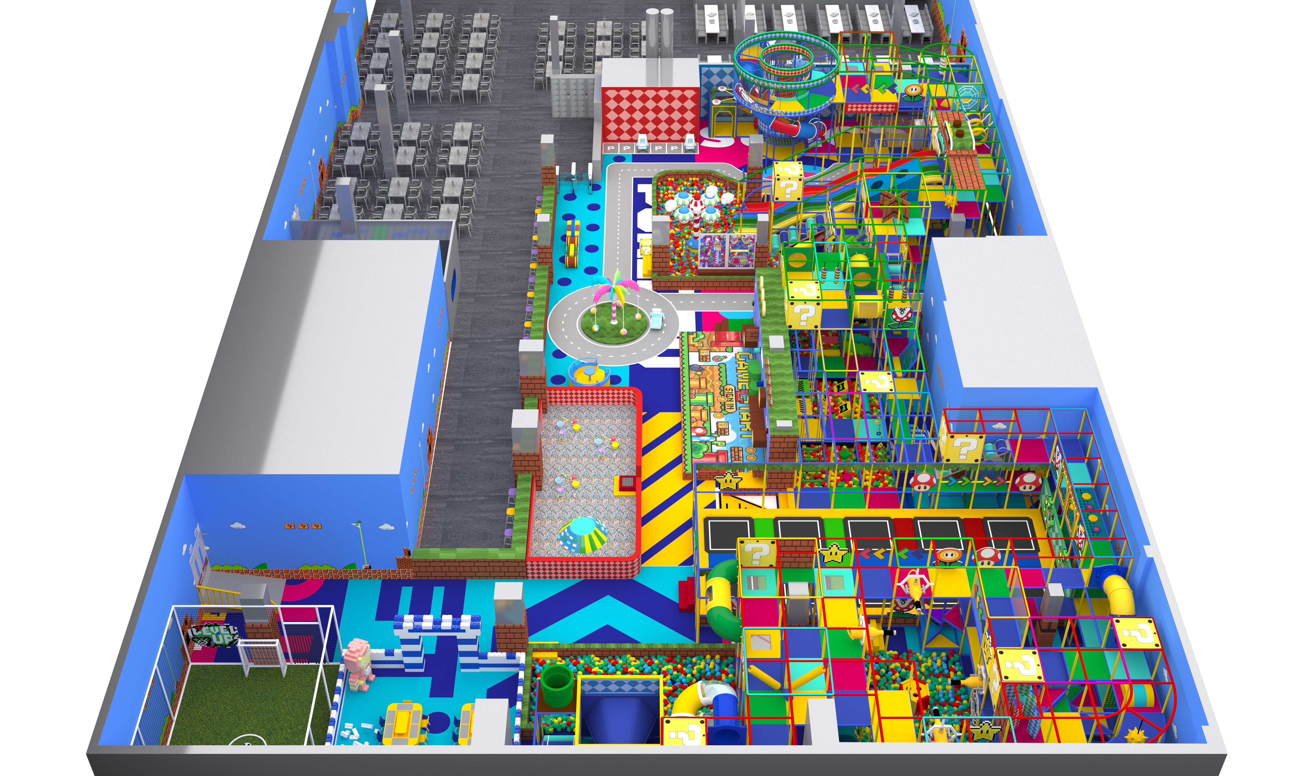 Interior amusement park design illustration Ilustración de diseño de parque de atracciones interior
