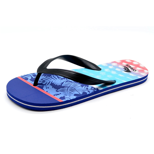 AH-8P019 Semelle intérieure d'impression d'impact de couleur en gros bonne vente PE hommes sandales de pantoufle d'été