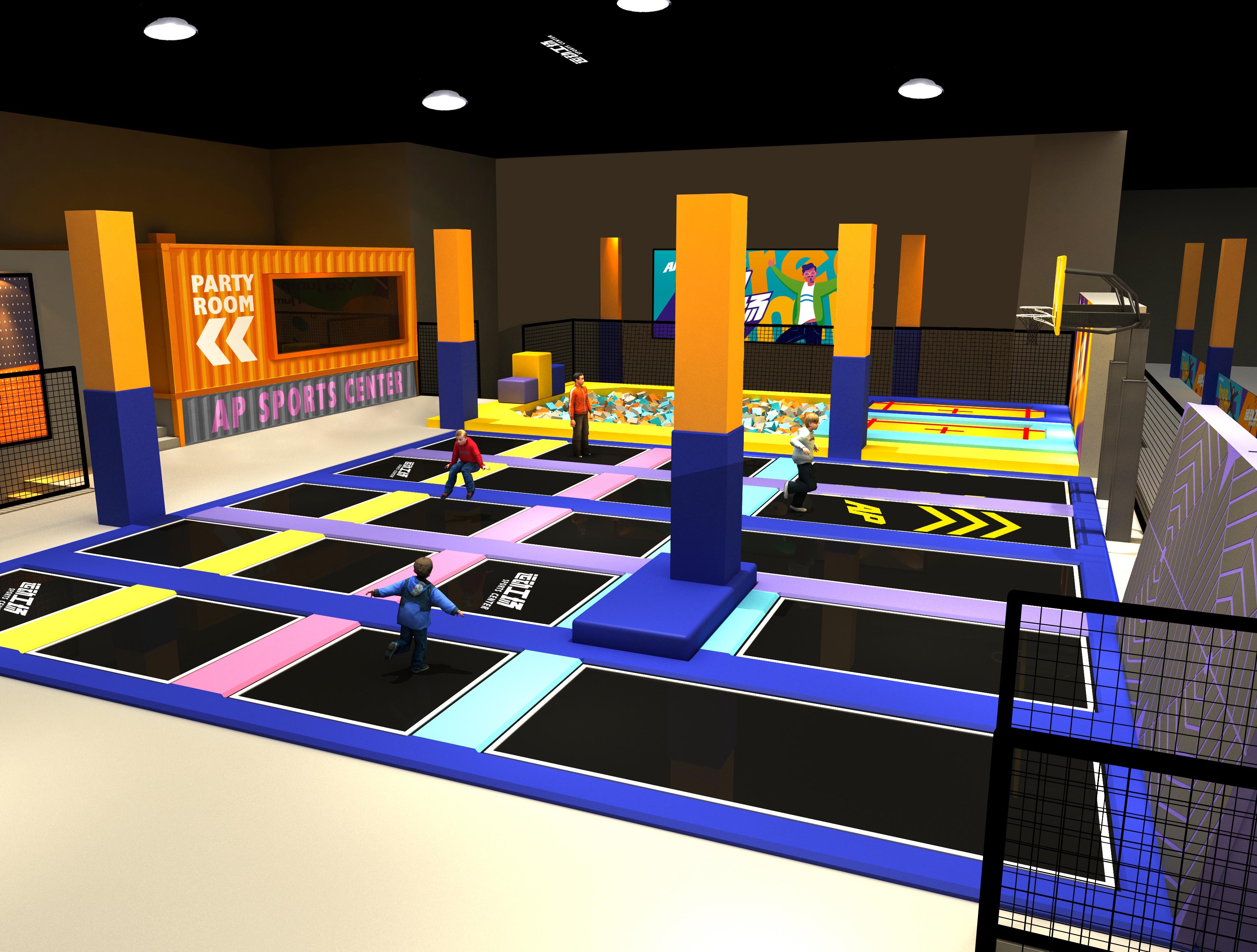 Interior amusement park design illustration التوضيح تصميم متنزه داخلي