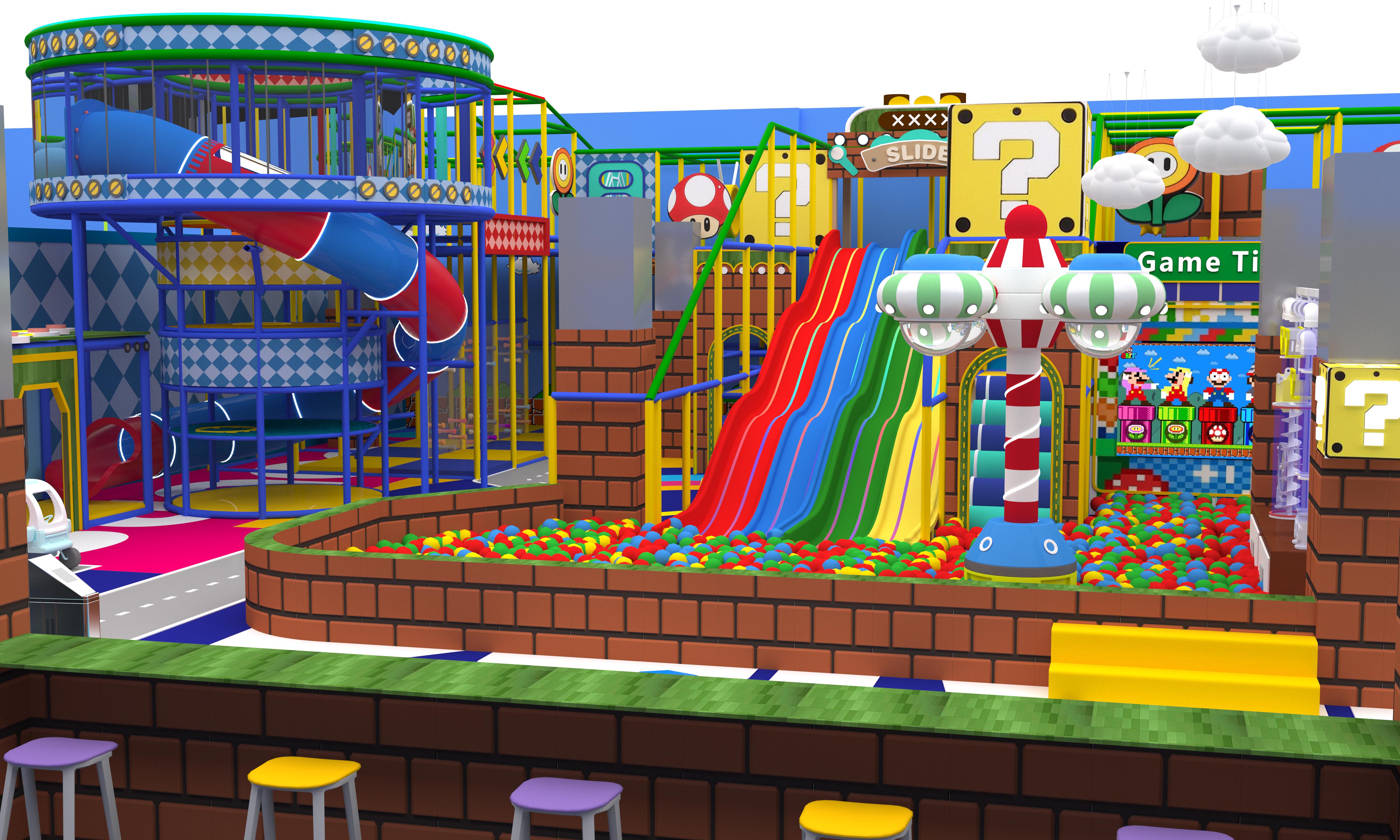 Interior amusement park design illustration Ilustración de diseño de parque de atracciones interior