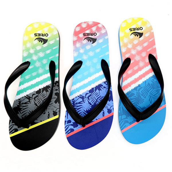 AH-8P019 Semelle intérieure d'impression d'impact de couleur en gros bonne vente PE hommes sandales de pantoufle d'été