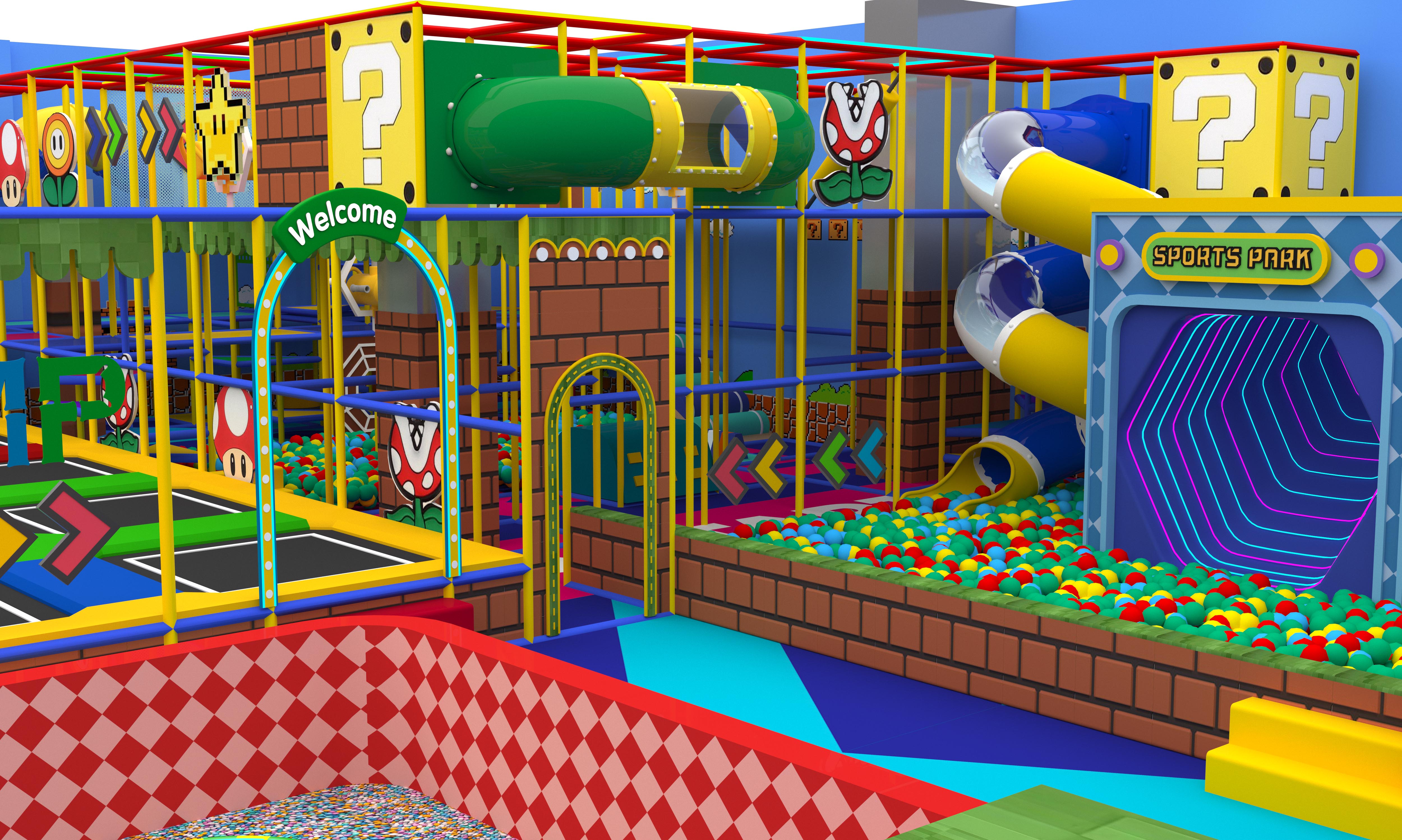 Interior amusement park design illustration Ilustración de diseño de parque de atracciones interior
