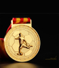 RU81118 Custom Gold Plating Football Promotion Award Medal with Ribbon
