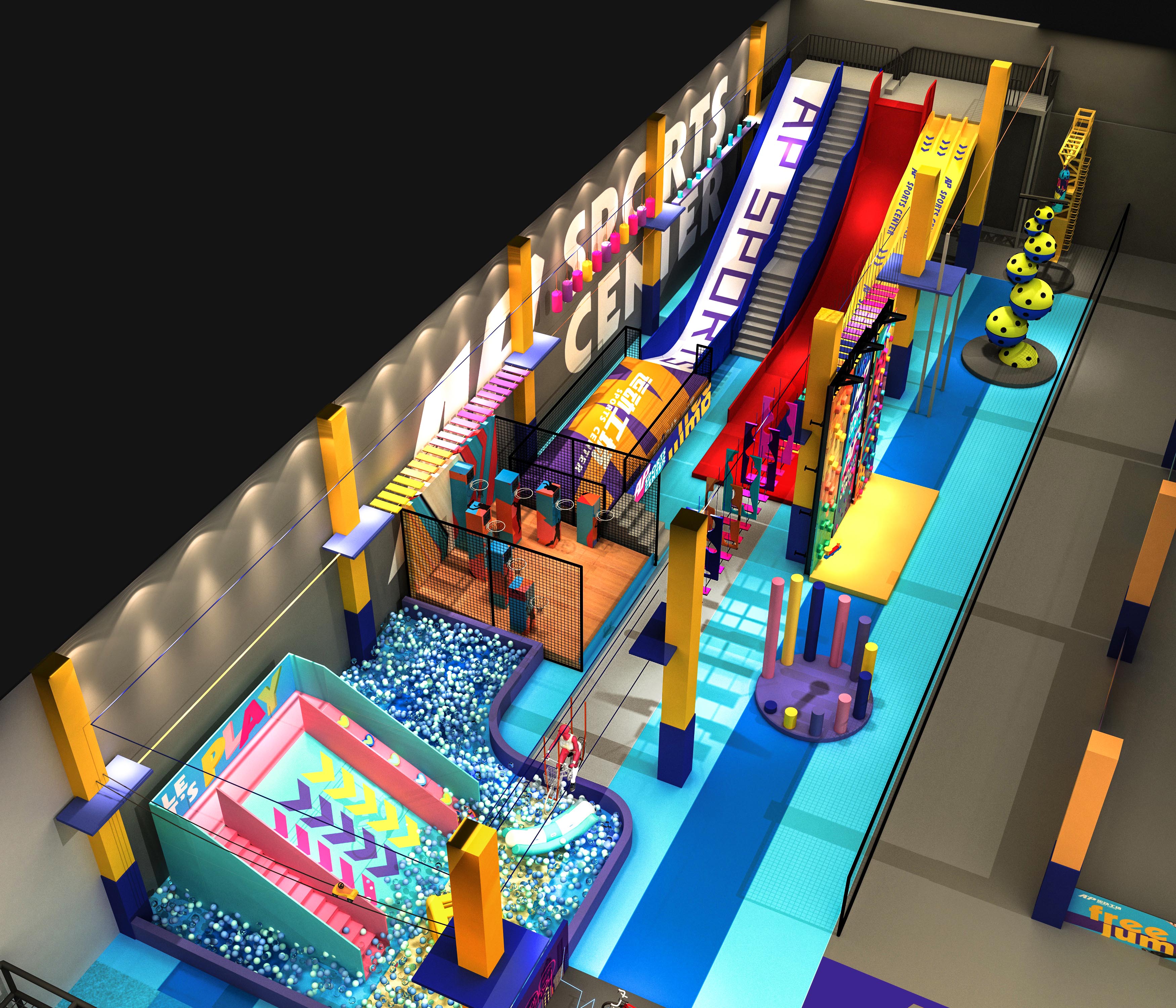 Interior amusement park design illustration التوضيح تصميم متنزه داخلي