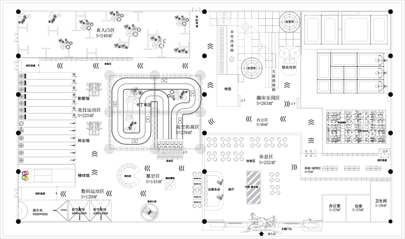 Indoor Amusement Park Planning Map خريطة تخطيط مدينة الملاهي الداخلية