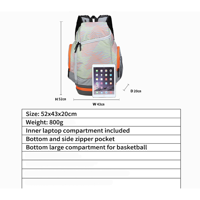 RU81062 Large Basketball Bag For Sports Outdoor Basketball Backpack For Men Fitness Travel Cycling Hiking Mountain Backpacks