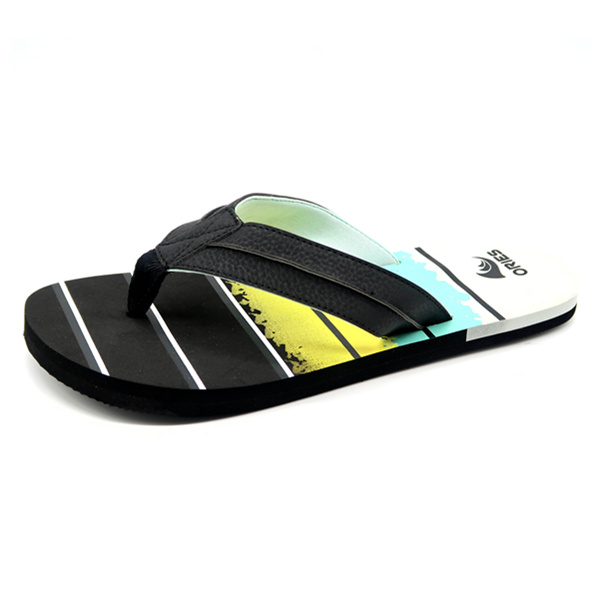 Barato Graffiti Impreso Plantilla de la raya Patrón Hombre Casual Flip Flop Zapatilla AH-8E035 -Ories