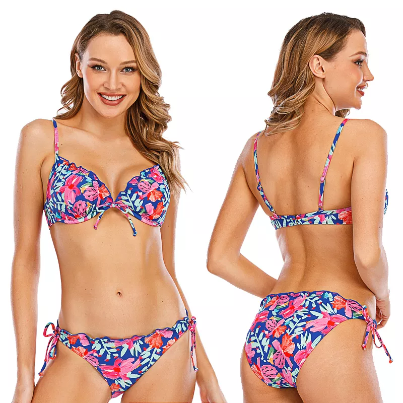 Women Ruffles Wire Bikini Set ชุดบิกินี่ลายลวดผู้หญิง Ruffles