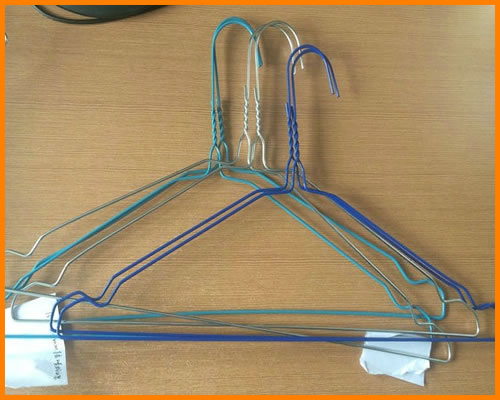 blue color wire hangers