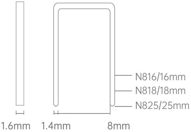 16 GA. 25MM MEDIUM CROWN STAPLER