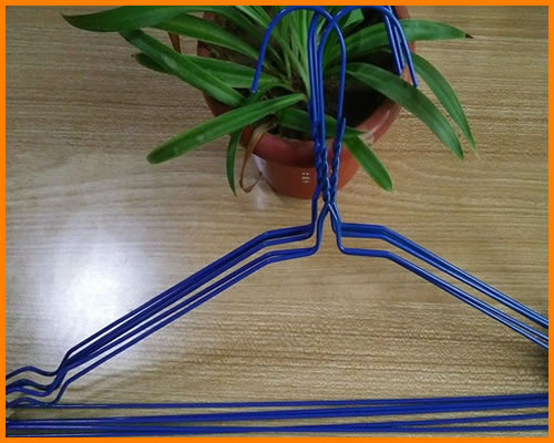 blue color wire hangers