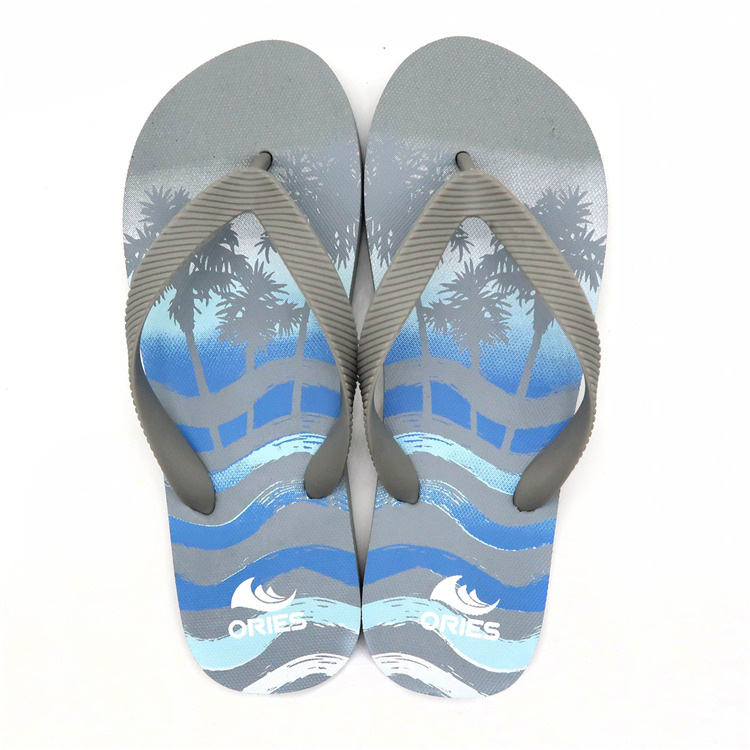 AH-9P038 Diseño de impresión de paisaje tropical Venta al por mayor V Correa PE Zapatillas de playa