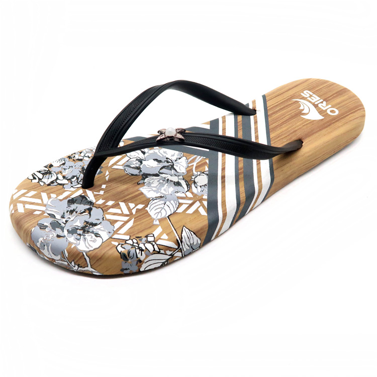 AH-9E007 Vente Chaude Impression Anti-dérapante V Strap Women EVA Flip-Flops