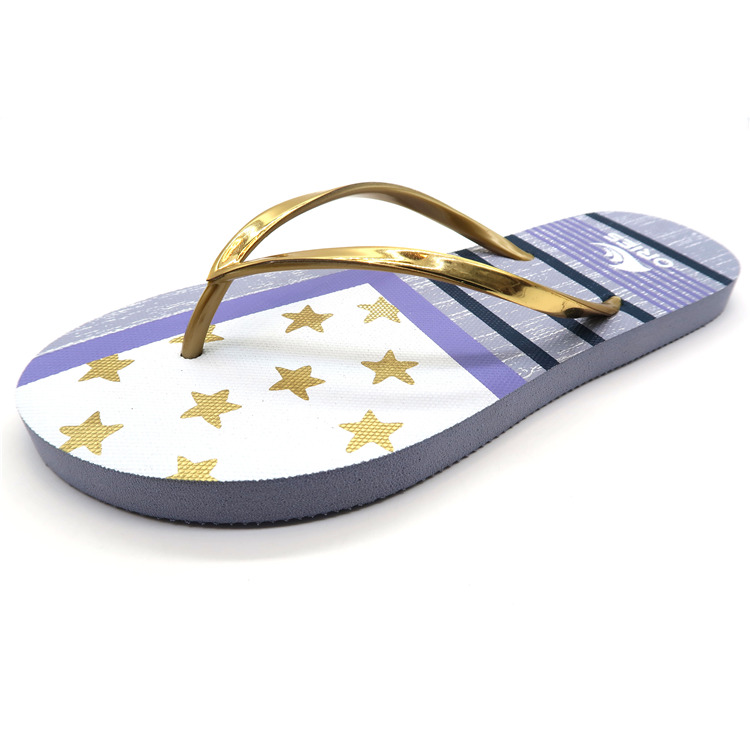 AH-9P068 Rayas y estrellas con estilo que imprimen chanclas de PE para mujer
