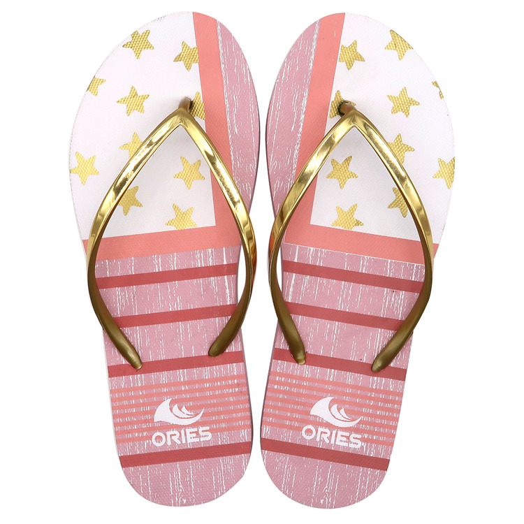 AH-9P068 Rayas y estrellas con estilo que imprimen chanclas de PE para mujer