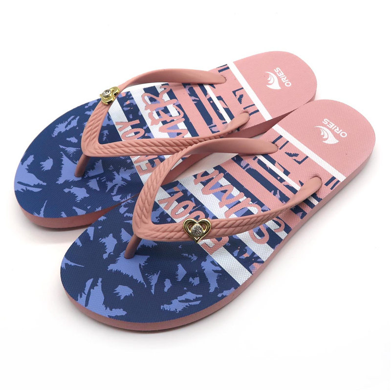 AH-9P098 paysage de plage imprimant des tongs à la mode d'été de filles de PE