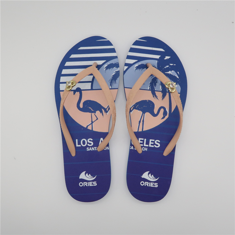 AH-9P110 Los Angeles Flamingo Printing Beach Summer Flip Flops imperméables
