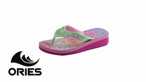 AH-9P091 Chanclas superiores de PVC con diseño floral arcoíris Zapatillas de verano para niños de tacón alto