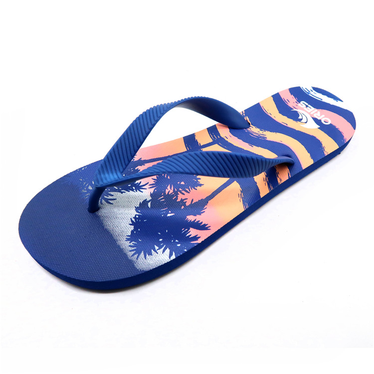 AH-9P038 Diseño de impresión de paisaje tropical Venta al por mayor V Correa PE Zapatillas de playa