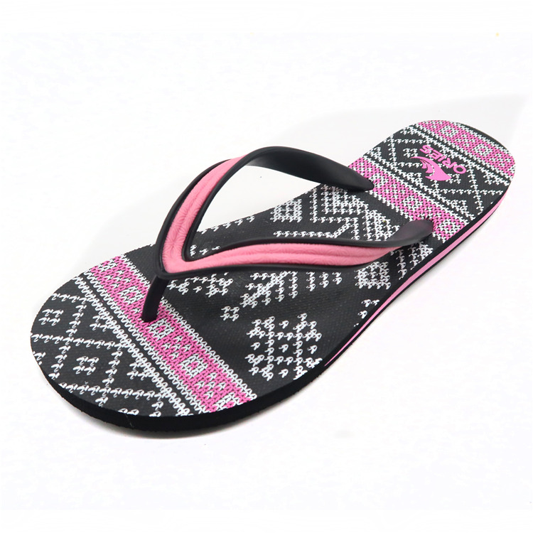 AH-9E025 Chanclas de EVA para mujer con correa en V antideslizante con estampado de ropa de playa