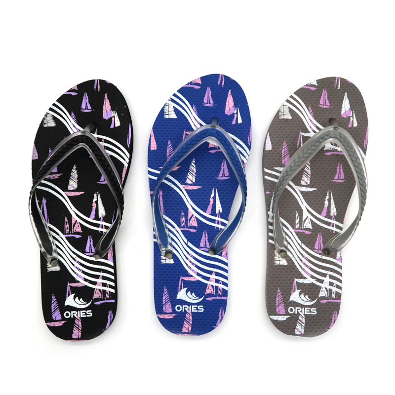 AH-9P112 Hermoso velero de impresión Impresión Playa Verano Mujer PE Flip Flop