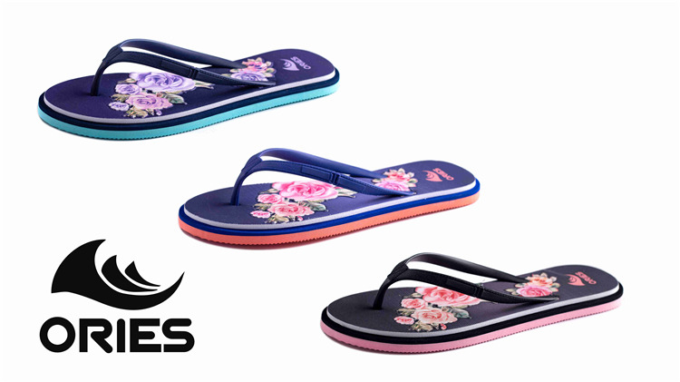 AH-9E126 Impression de fleurs PVC Homme supérieur EVA Beach Flip Flops