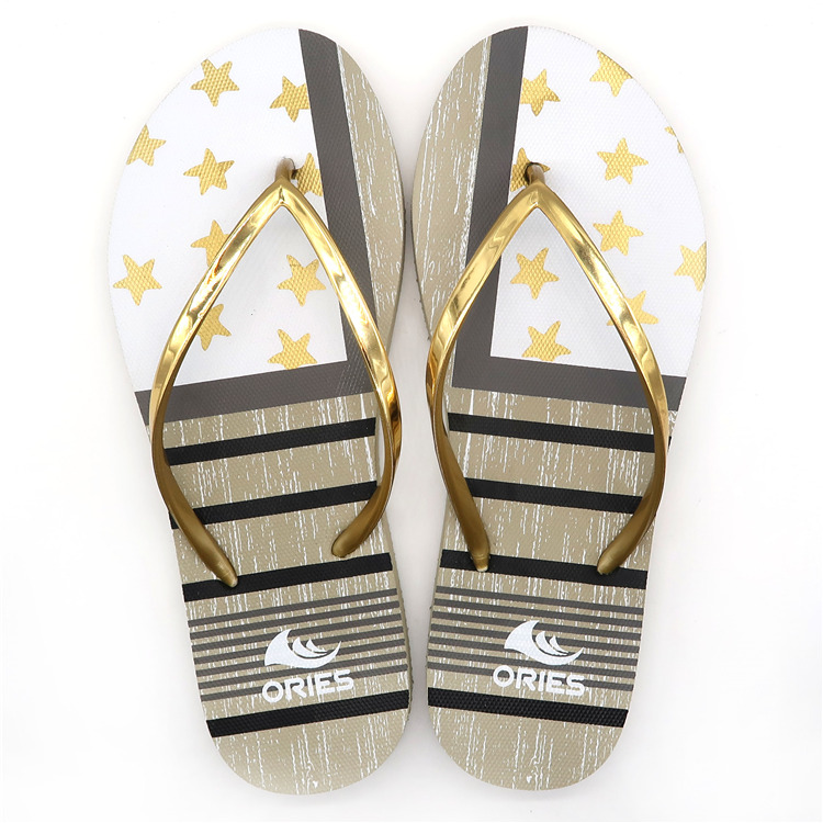 AH-9P068 Rayas y estrellas con estilo que imprimen chanclas de PE para mujer