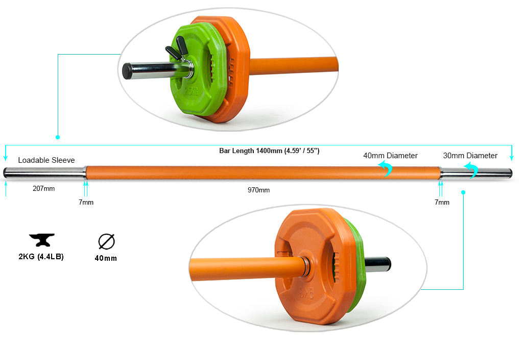 Complete Studio Barbell Set for Group Fitness & Cardio Pump Täielik stuudiokangikomplekt rühmatreeningu ja kardiopumba jaoks