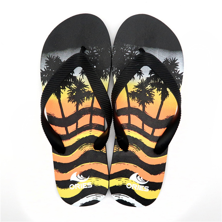 AH-9P038 Diseño de impresión de paisaje tropical Venta al por mayor V Correa PE Zapatillas de playa