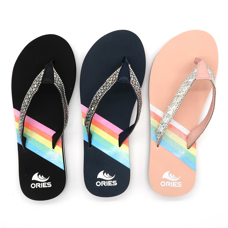 AH-9E084 Chanclas brillantes de EVA para mujer al por mayor con correa