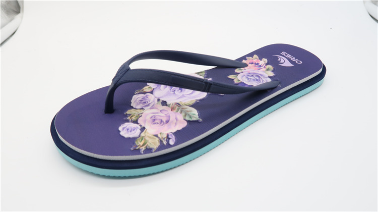 AH-9E126 Impression de fleurs PVC Homme supérieur EVA Beach Flip Flops