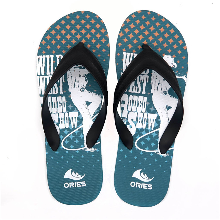 AH-20P006 nouveau design d'impression pantoufles de plage promotionnelles PE