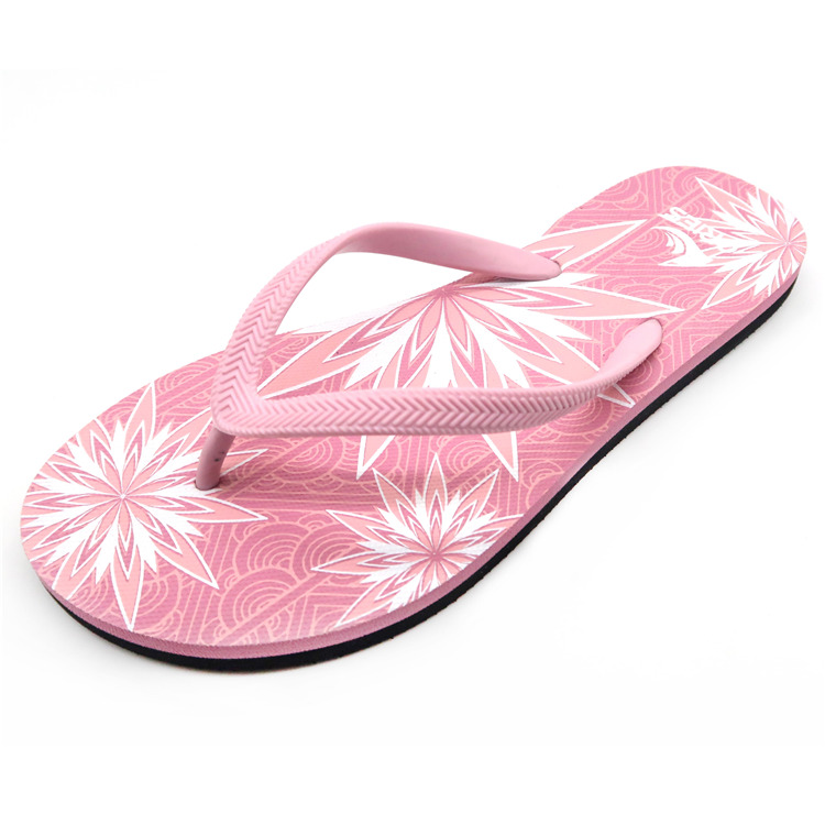 AH-9P058 Impression géométrique confortable V Strap PE tongs pour femmes