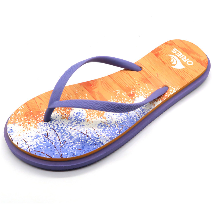 AH-9E011 Chanclas de EVA con correa en V antideslizante con impresión multicolor para mujer