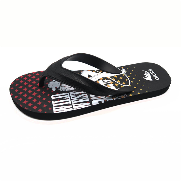 AH-20P006 nouveau design d'impression pantoufles de plage promotionnelles PE