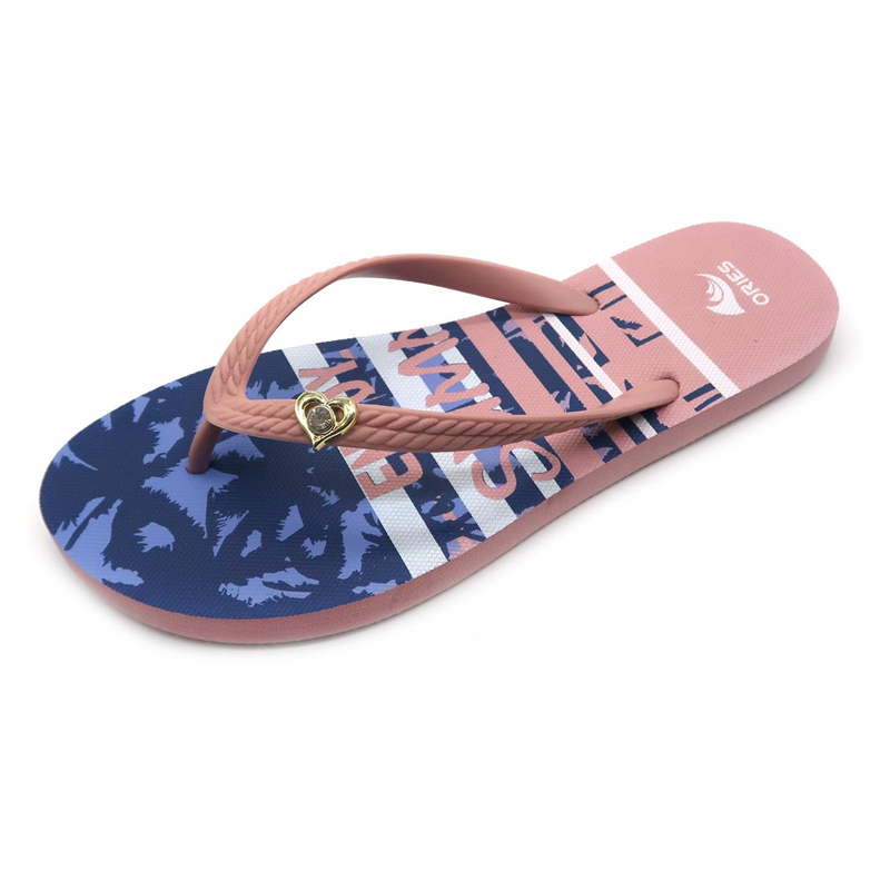 AH-9P098 paysage de plage imprimant des tongs à la mode d'été de filles de PE