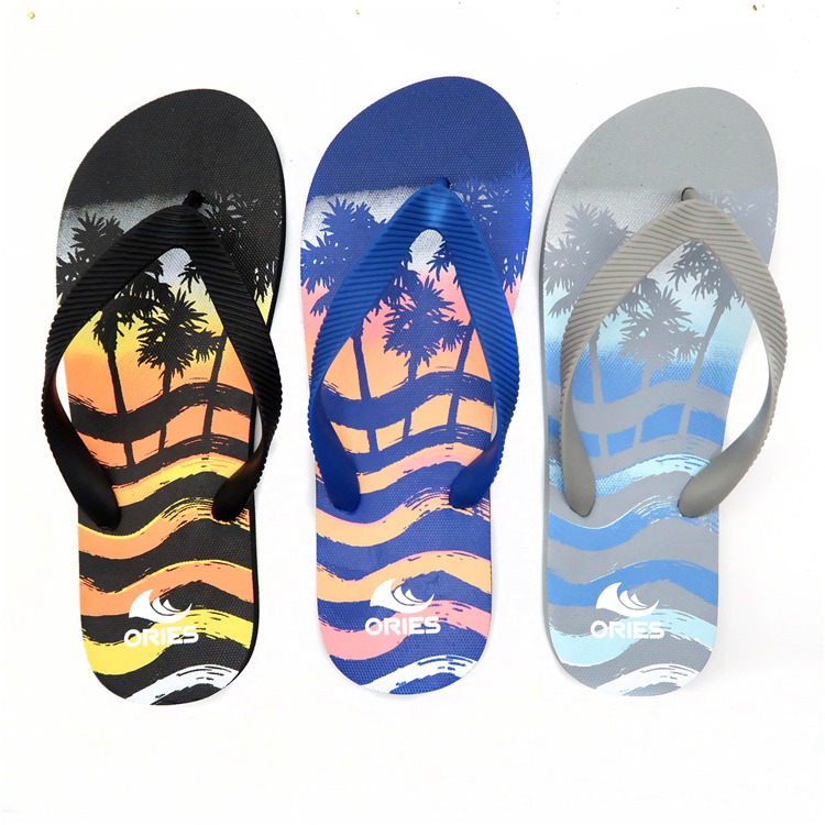 AH-9P038 Diseño de impresión de paisaje tropical Venta al por mayor V Correa PE Zapatillas de playa