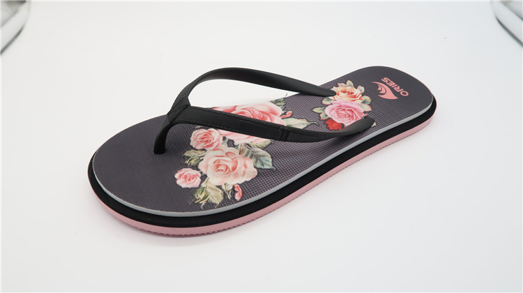 AH-9E126 Impression de fleurs PVC Homme supérieur EVA Beach Flip Flops