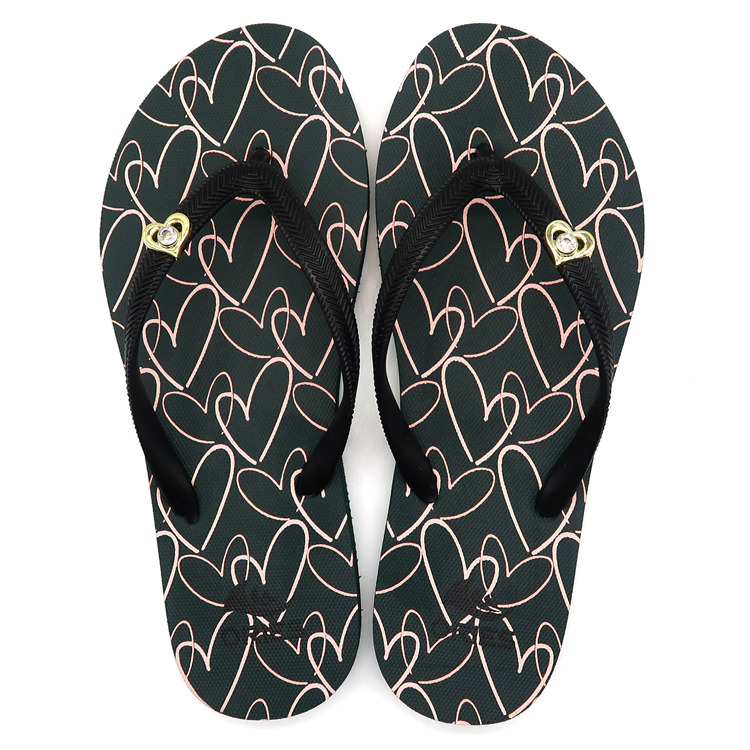 AH-9P069 Chanclas de moda con estampado de corazón de amor para mujer V Correa PE