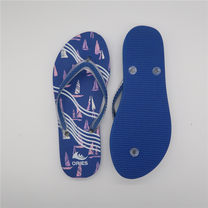 AH-9P112 Hermoso velero de impresión Impresión Playa Verano Mujer PE Flip Flop