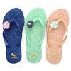 AH-9P106 Tongs de plage pour femmes PE faciles à nettoyer avec ornement fleur