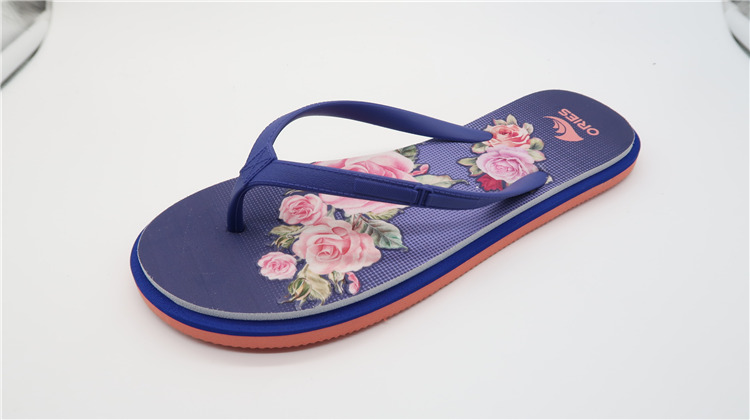 AH-9E126 Impression de fleurs PVC Homme supérieur EVA Beach Flip Flops