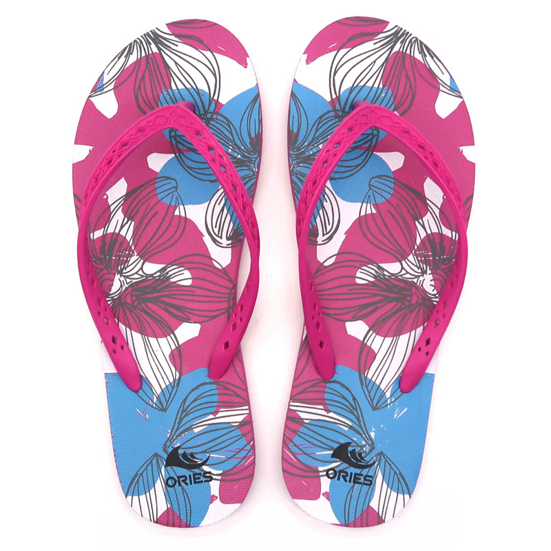 AH-20P007 motif de fleurs colorées femmes été plage pantoufles sandales décontractées