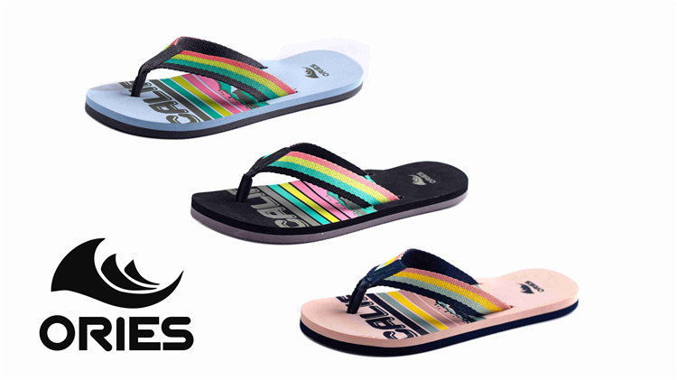 AH-9E128 arc-en-ciel nouveau design antidérapant plage colorée EVA Flip Flop