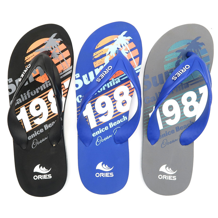 AH-9E119 Chanclas antideslizantes de EVA con correa en V y paisajes tropicales multicolores